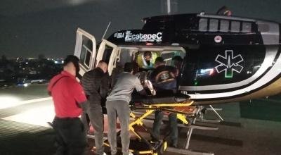 #VIDEO Traslada en helicóptero Jaguar 2 a joven con quemaduras en 60% de su cuerpo